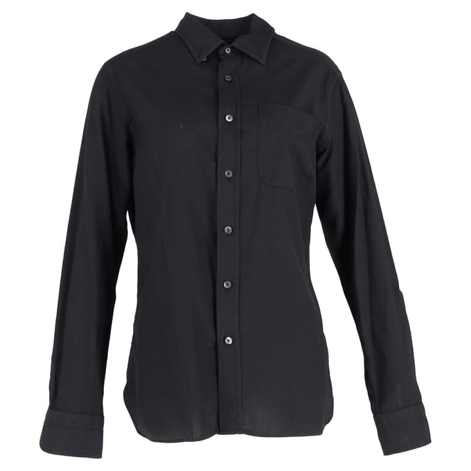 Tom Ford overhemd met knoopsluiting in zwart katoen