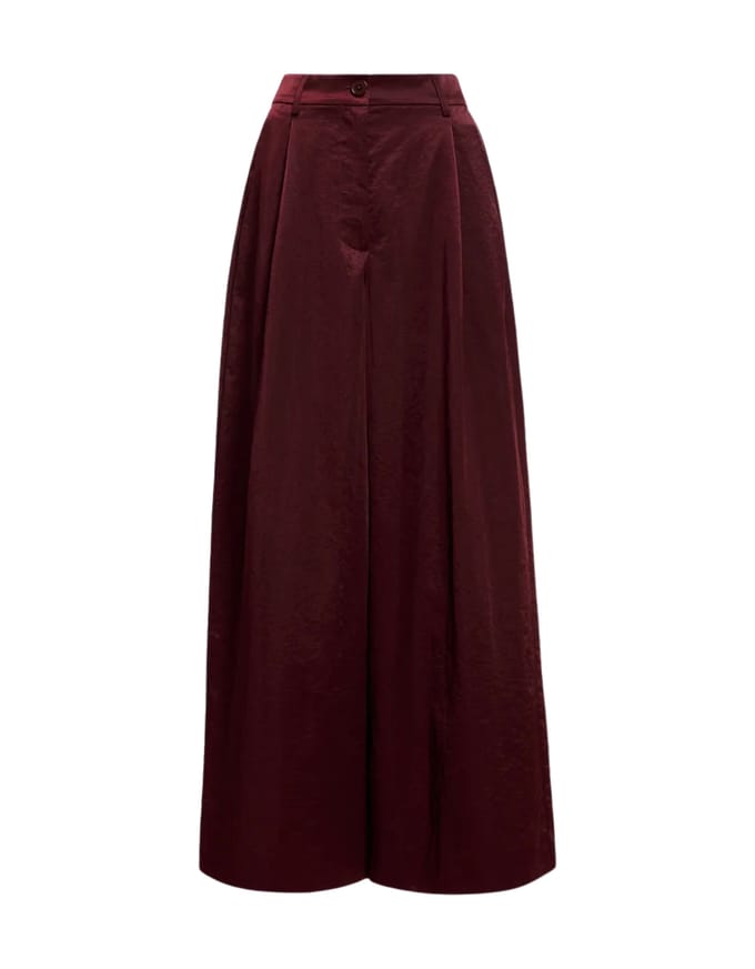 Essentiel Antwerp Wide Leg Pants Pantalons Bordeaux Karmen