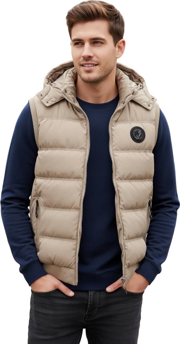 Modieuze bodywarmer - Capuchon - Vest - Beige