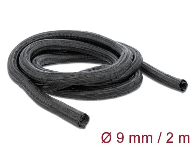 Delock Braided Sleeve self-closing 2 m x 9 mm black