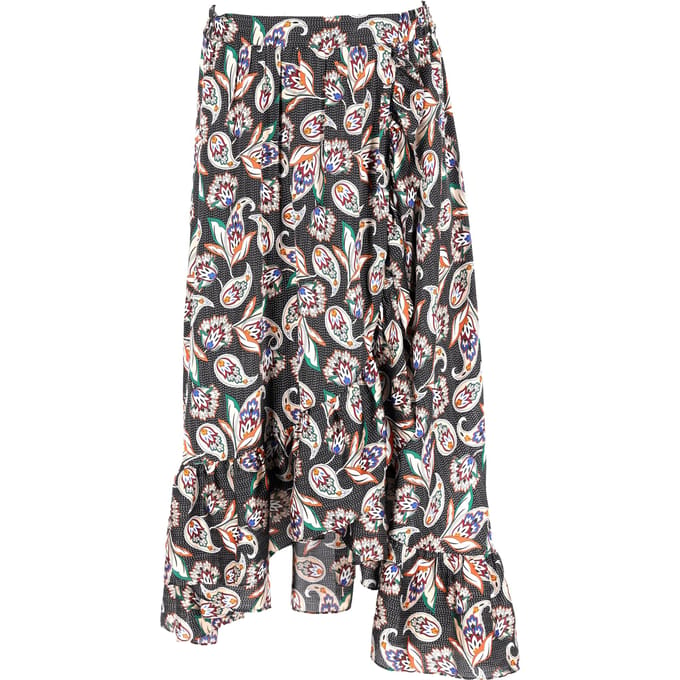 Maje midi-rok met paisleyprint en ruches in veelkleurig polyester