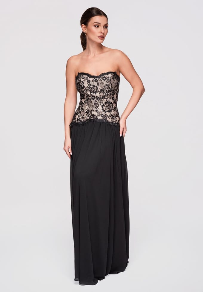 LARICA Jurk - Slim Fit - Rits - Gebloemd Zwart L