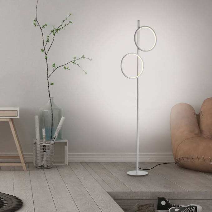 JUST LIGHT. GmbH LED vloerlamp Mini-Ritus, zilver, ijzer, 2 ringen