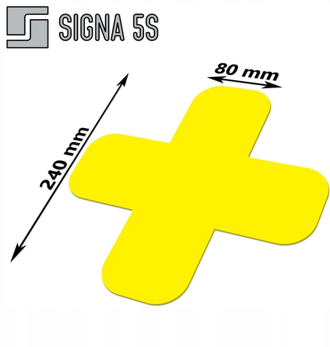SIGNA 5S Vloermarkering X-vorm 240x240mm Geel