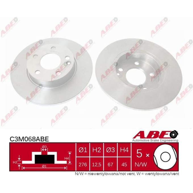 Remschijf ABE C3M068 voorkant, compleet, sterk gecarboniseerd, 1 Stuk