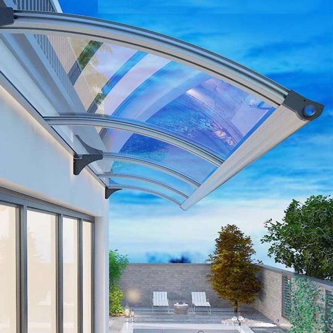 Deurluifel - Overkapping Huisdeur - Bescherming Entree - Slagvast Polycarbonaat - 100x170cm - Transparant