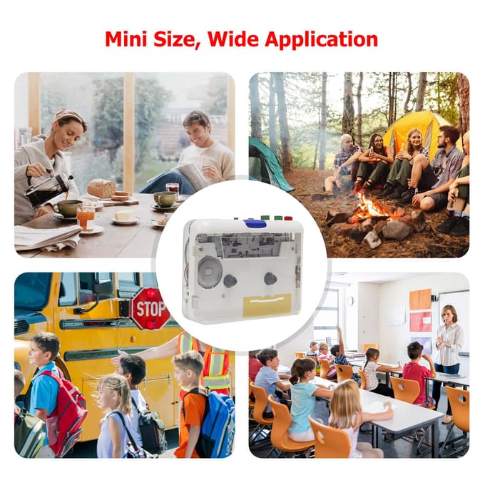 TON010S Draagbare cassette naar mp3-speler Mini USB-tapespeler MP3-converter met 3,5 mm AUX-ingang transparant
