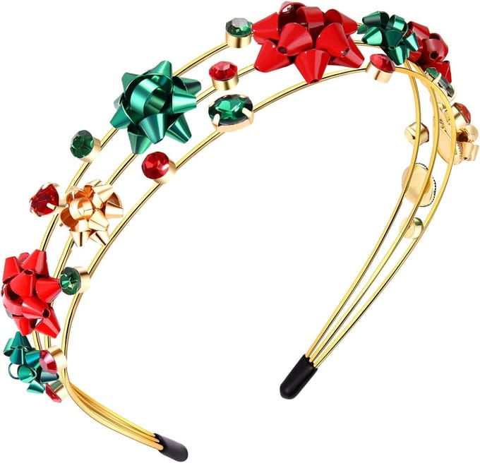 Feestelijke Haarband met Kristallen Strik voor Dames - Luxe Kerst Haaraccessoire