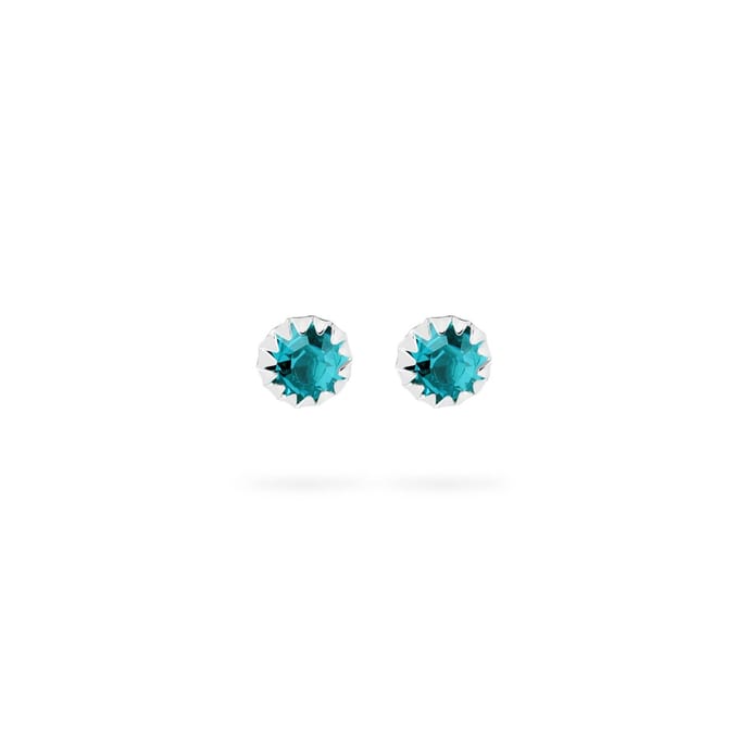 Blue Zirkonia Oorknopjes 925 Zilver