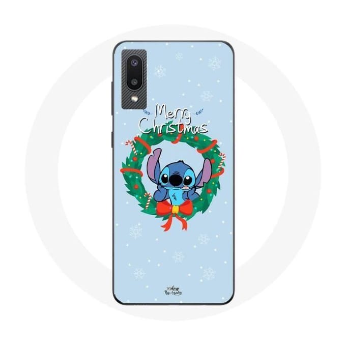 Coque pour Samsung Galaxy A02 Stitch neige joyeux Noël bleu