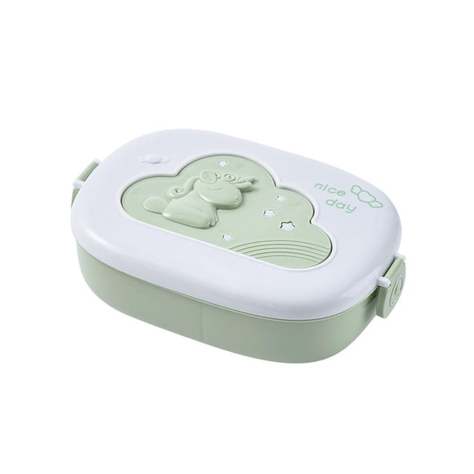 Draagbare Kinder Lunchbox Met Vak Voedselcontainer Plastic Draagbaar Picknick Bento Kantoor Eten Fruit Snackdoos Schattige Thermos white