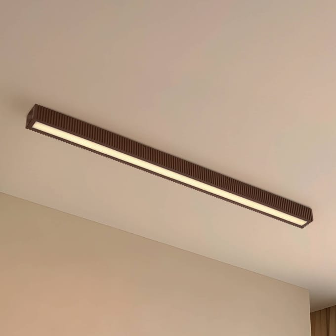 Lucande LED plafondlamp Emara, donker hout, eiken, dimbaar