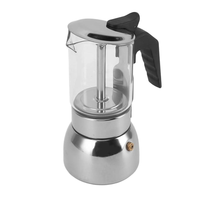 Glazen Bovenkant Kookplaat Moka Pot Elektrische Kookplaat Moka Pot met Roestvrijstalen Basis Klassiek Koffiezetapparaat 4 Cup white