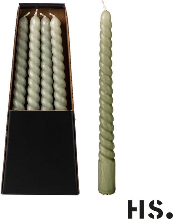 Twisted Candle - Groen - dinerkaarsen - 2 verpakkingen