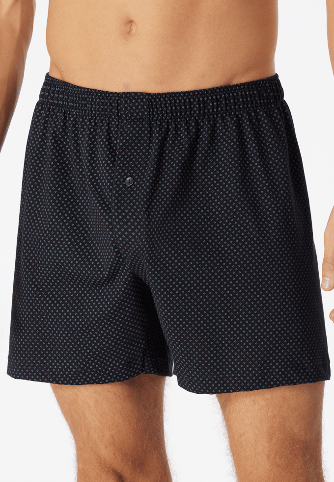 SCHIESSER Cotton Casuals boxer (1-pack) - heren boxershort jersey zwart met patroon