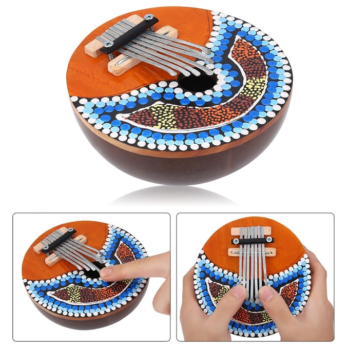 7 Toetsen Stembaar Kokosnoot Schelp Mbira Draagbaar Vinger Duim Piano Muziekinstrument black