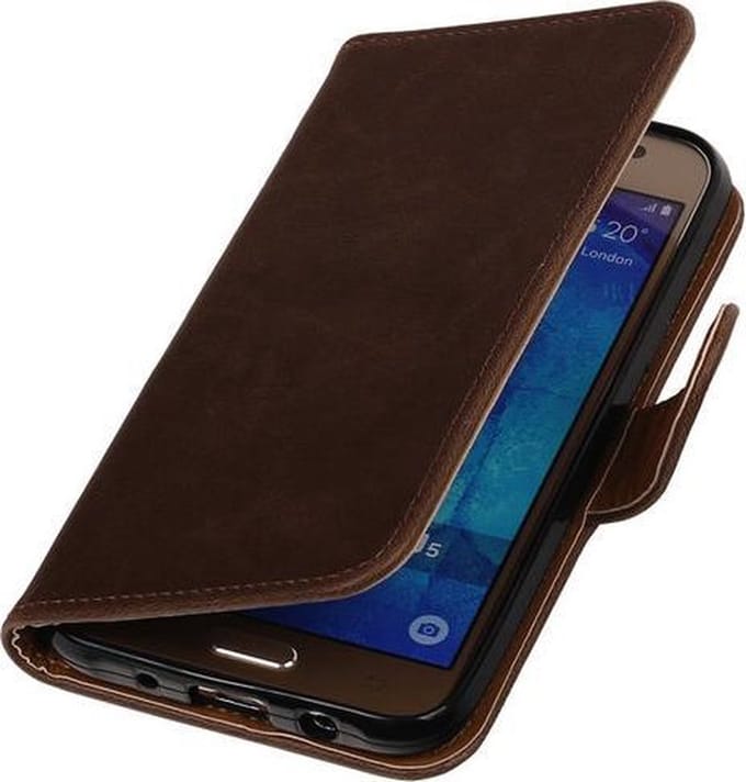 Mocca Pull-Up PU Hoesje Samsung Galaxy J5 Booktype Wallet Cover