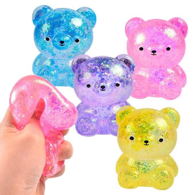 Beer Squishy Speelgoed Glitters Stressballen Schattig Sensorisch Speelgoed Squishy Bal voor Kinderen Feestartikelen Cadeaus