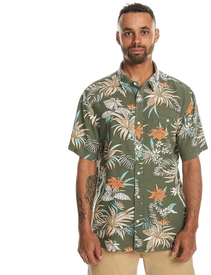 Quiksilver Lemnas Overhemd Met Korte Mouwen Groen S Man