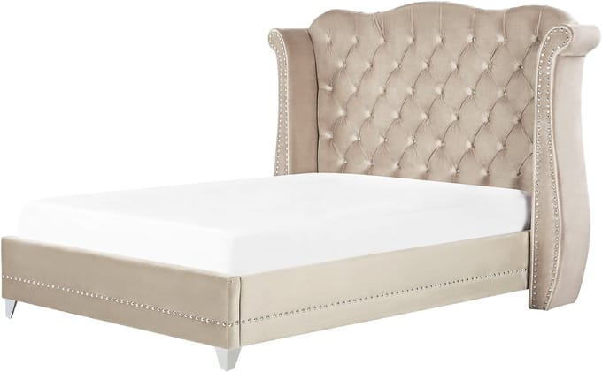 AYETTE - Tweepersoonsbed - Beige - 160 x 200 cm - Fluweel