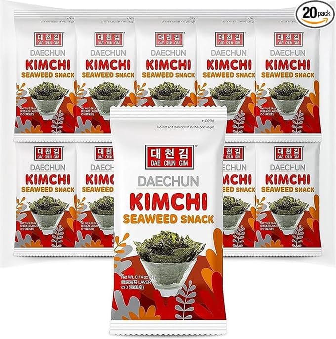 DAECHUN (Choi's1) KIMCHI Zeewiersnacks - veganistisch, keto, uit Korea - 4gr x 20 Pack