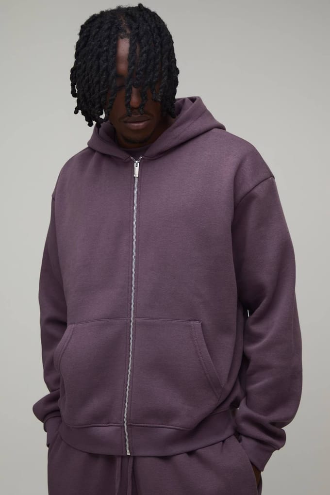 Lange Essentiële Oversized Boxy Hoodie Met Ritssluiting | Mauve | Size Small