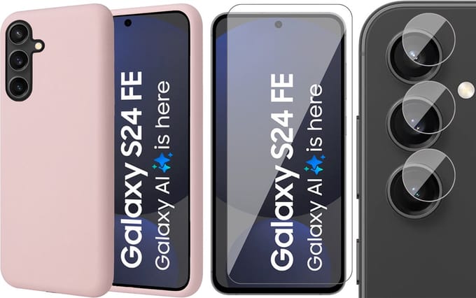 Hoesje geschikt voor Samsung Galaxy S24 FE - Screenprotector Glas & Camera - Mat Back Case Roze