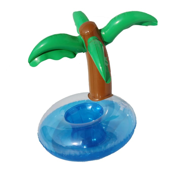 Drank Float Kokosboom Vorm PVC Opblaasbare Drijvende Drankhouder voor Zwembad Strand green