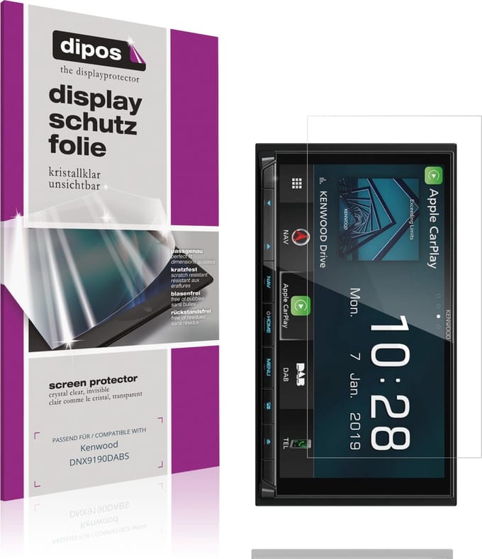 dipos – 2x Beschermfolie geschikt voor Kenwood DNX9190DABS | Krasbestendige & heldere Screenprotector Ultra-Thin