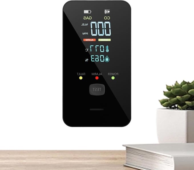 Koolmonoxidemelder - Gaslekdetector - Veiligheid Binnenshuis - Dubbele Sensor - 65x112x65 cm - Zwart