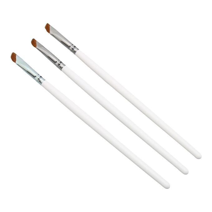 3 stuks Schuine Eyeliner Penseel Ultra Dun Schuin Comfortabele Grip Eyeliner Make-up Penseel Wit white