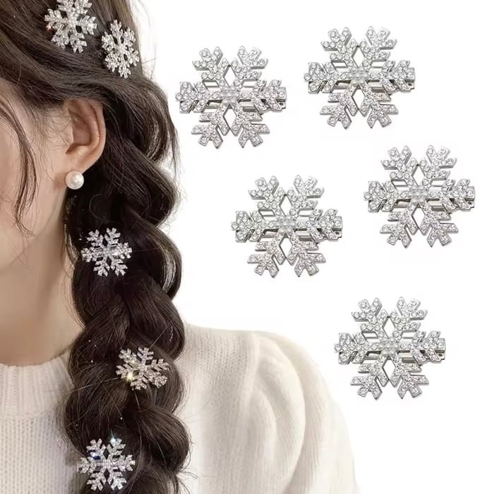 Sneeuwvlok haarclip - 5 stuks - strass - kerst haar accessoires
