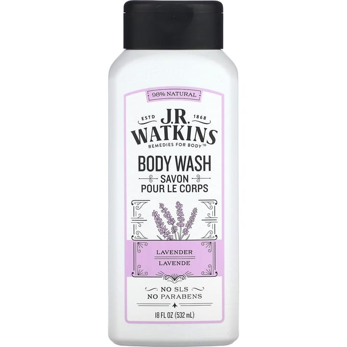 J R Watkins, Body Wash, Lavender, 18 fl oz (532 ml) white