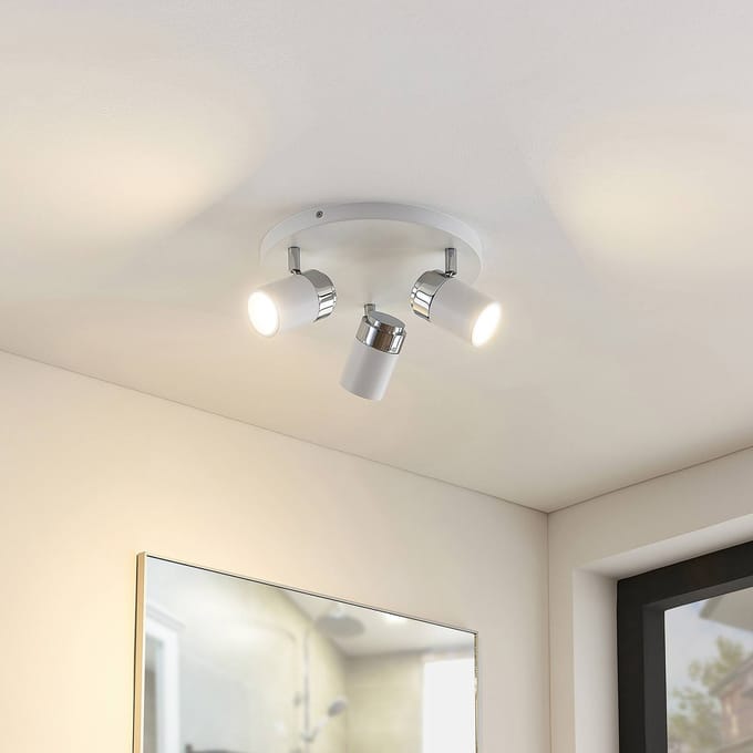 Lindby - buitenspot - 3lichts - Metaal, glas - H: 10.5 cm - GU10 - wit, chroom, mat