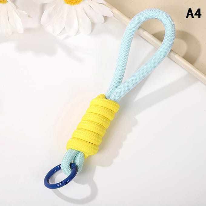Cordon en maille tressé fluorescent pour étui de téléphone, cordon de suspension, porte-clés, pendentif de sac D white