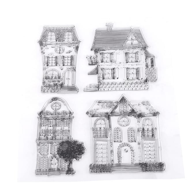 Plakboekfotokaarten Rubberstempel Helder transparant stempels Huis white