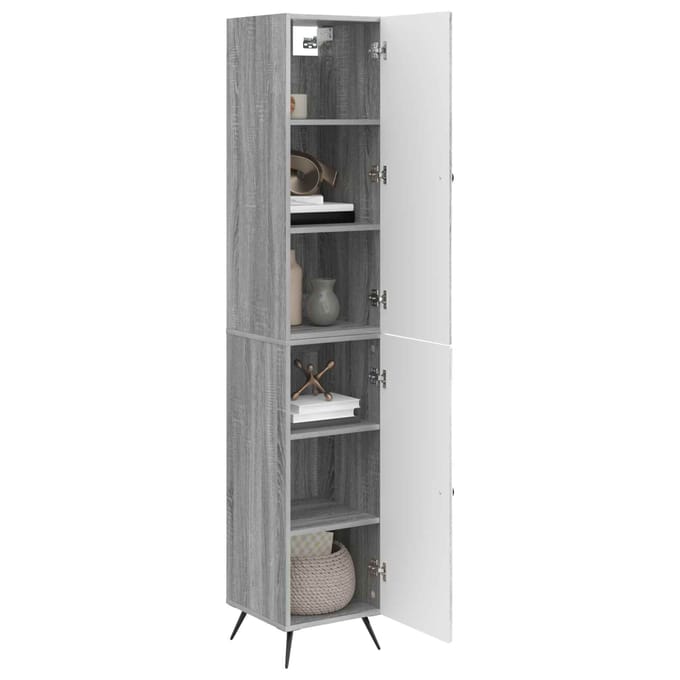 vidaXL - Kast - Set - 2 - st - Grijs - Sonoma - Bewerkt - hout