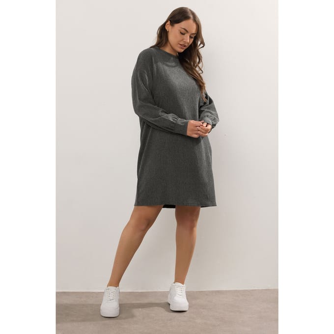 Yours Antracietgrijze Getextureerde Tuniekjurk Ss26 Size 48