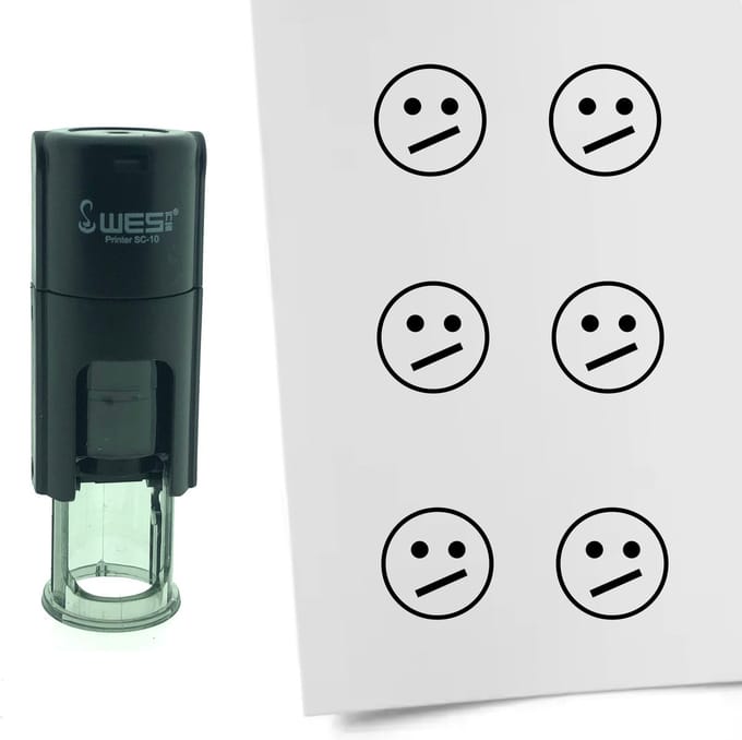 CombiCraft Stempel Smiley Weird 10mm rond - zwarte inkt