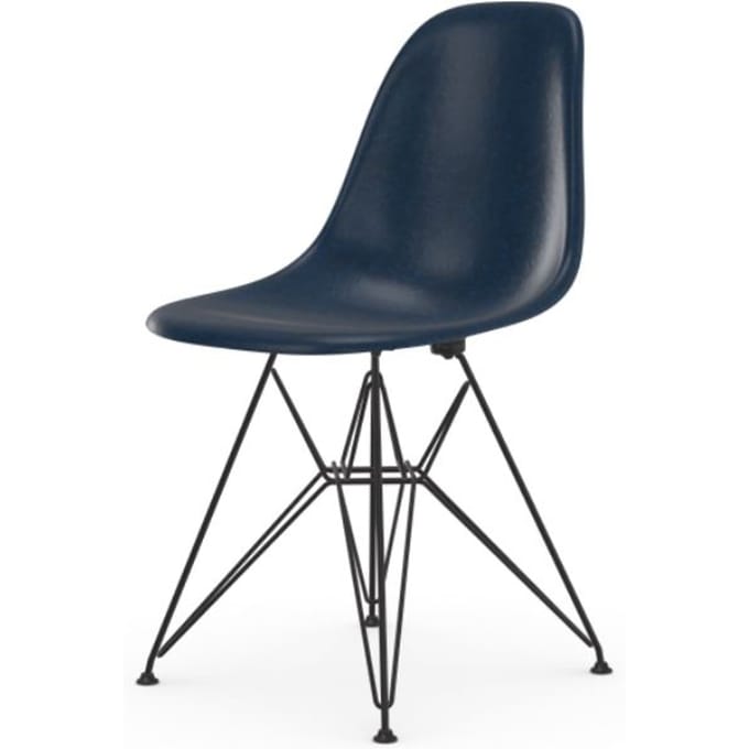 Vitra - Eames Fiberglass Side Chair DSR - Navy Blue - basic dark gepoedercoat - blauw
