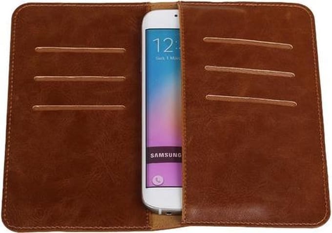 Bruin Pull-up Medium Pu portemonnee wallet voor Samsung