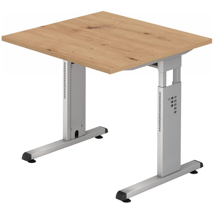 MEGA 8 S | Bureau - 80 x 80 Tafelhoogte I In hoogte verstelbaar Essen-Eik/Zilver
