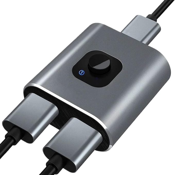 Displayverdeler Adapter - Connector Hub - Meerdere Schermen - Plug and Play - Compact Ontwerp - Zilver