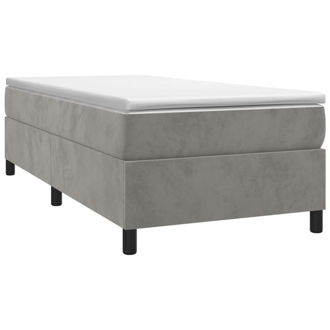 vidaXL - Boxspring - bed - 100x200 - cm - fluweel - lichtgrijs
