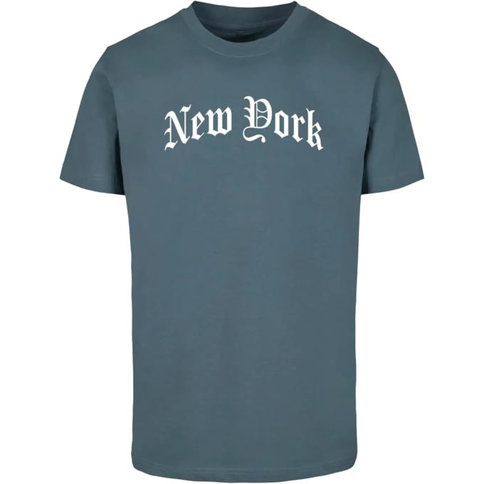 Mister Tee - New York Wording Heren T-shirt - M - Blauw