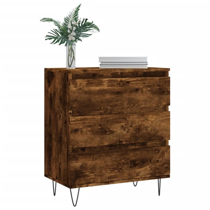 vidaXL - Dressoir - 60x35x70 - cm - bewerkt - hout - gerookt - eikenkleurig