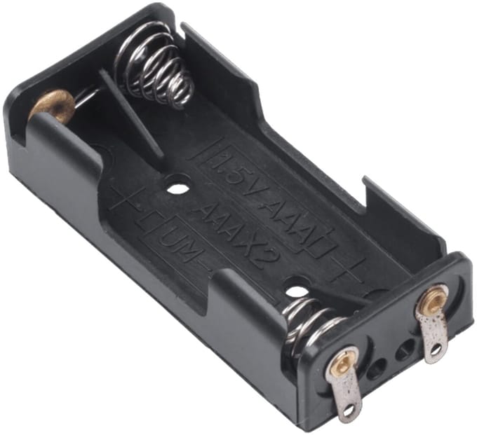 Batterijhouder 2x AAA - Plat - Zwart