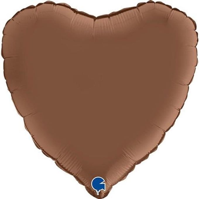 Folieballon Hart - Chocola Bruin - 45 cm - Helium- en Luchtvulling