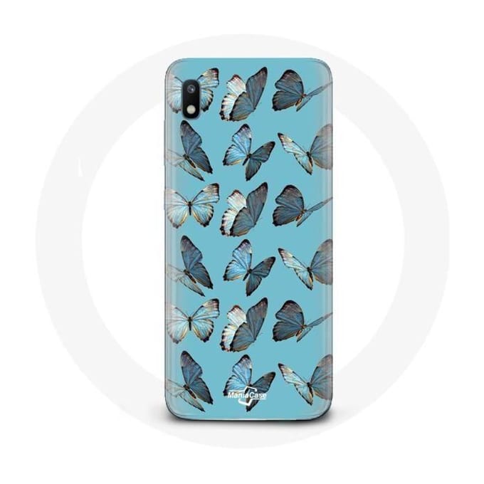 Coque - Samsung - Galaxy A10 - Papillons - Souple - Bleu bleu