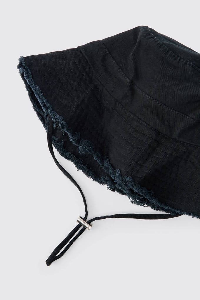 Bucket Hat With Drawstring | Black